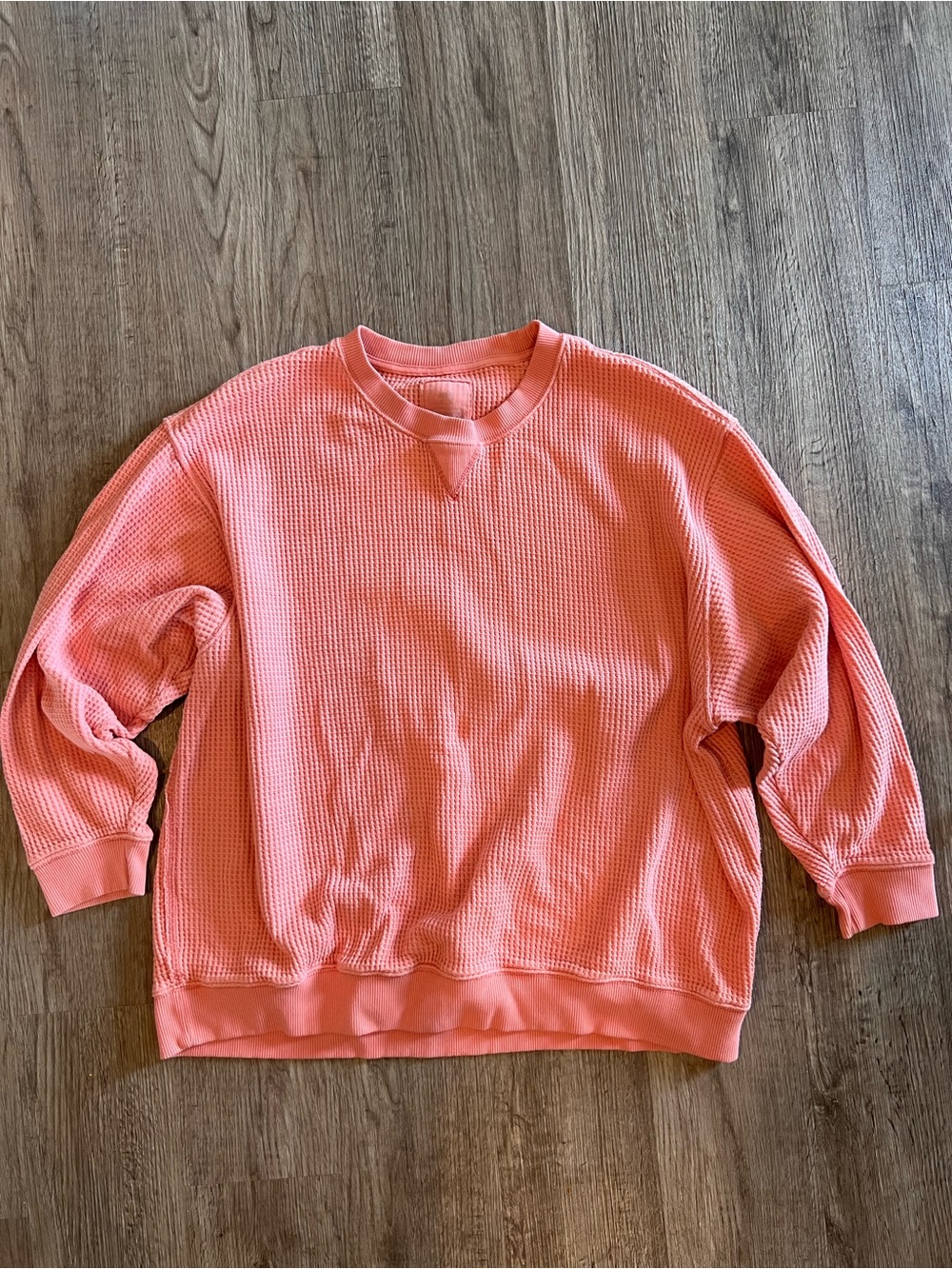 aerie Pink Waffle-Knit Oversized Sweatshirt - Picture 3 of 4